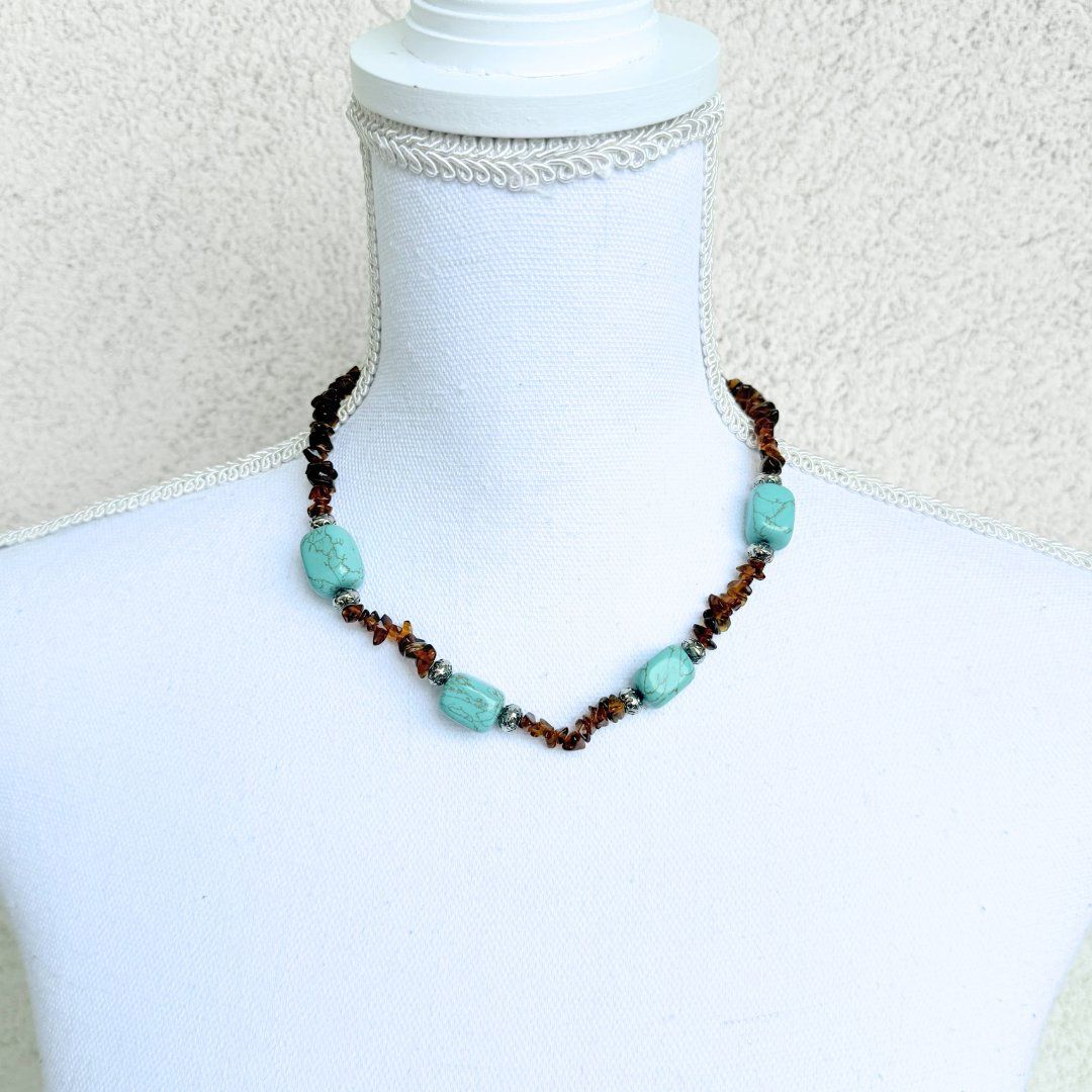 Catenine: Collier Brun & Turquoise – Usato da Vevey venduto da secondlifevevey