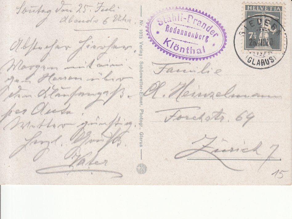 Cartoline postali: Klöntal Rhodannenberg 1920 – Usato da Bürglen TG venduto da StampGraf 1