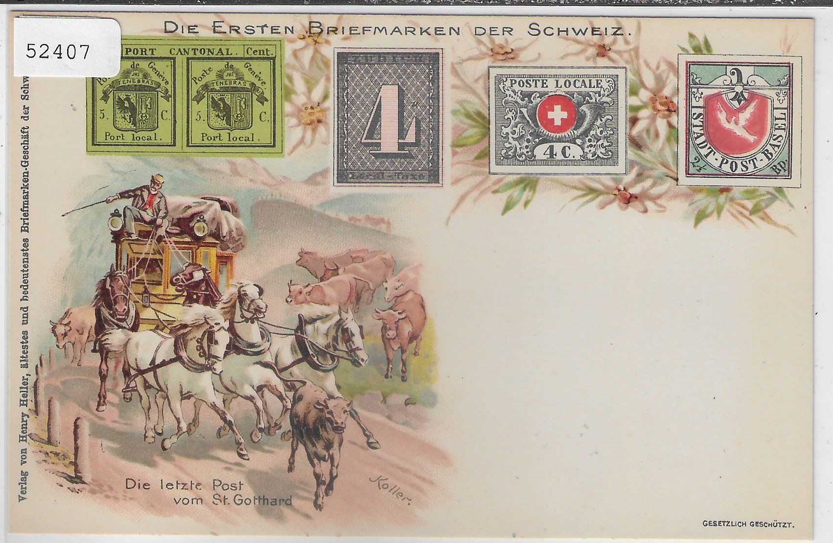 Cartoline postali: Die letze Post vom St. Gotthard - Die ersten Briefmarken der – Usato da Ettingen venduto da Kartenplanet