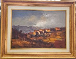 Bergdorf Italien – Ölgemälde 94 x 75 cm (Bildmass: 69 x 50)