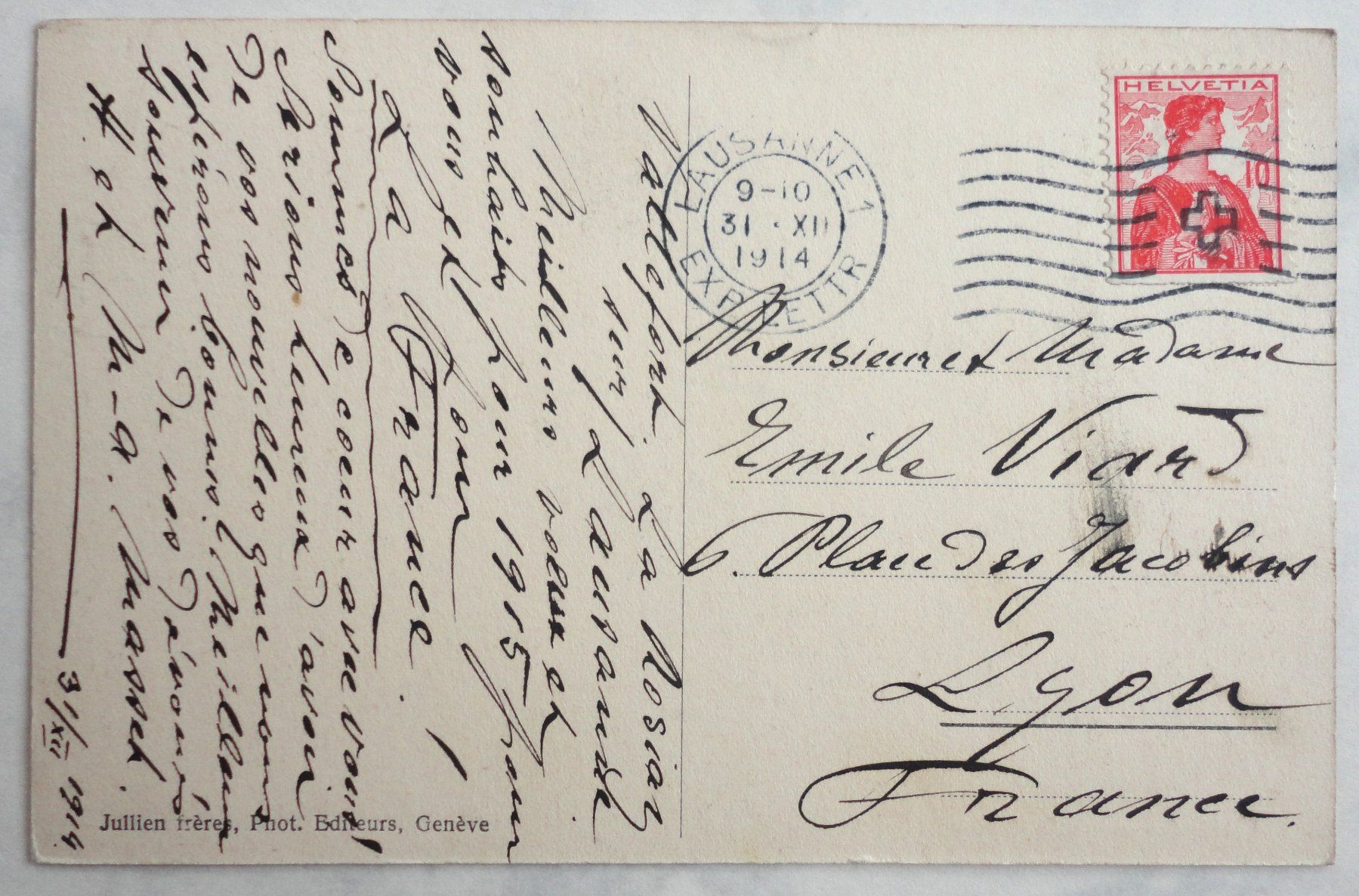 Cartoline postali: Lausanne - Le Château – Usato da Fétigny venduto da Billy2miny 1