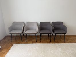 4 Stuehle Esszimmerstuhl mit Armlehnen grau/braun/greige