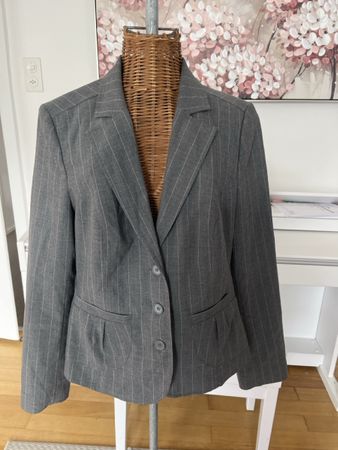 Grauer Blazer mit Nadelstreifen, Zabaione, 40