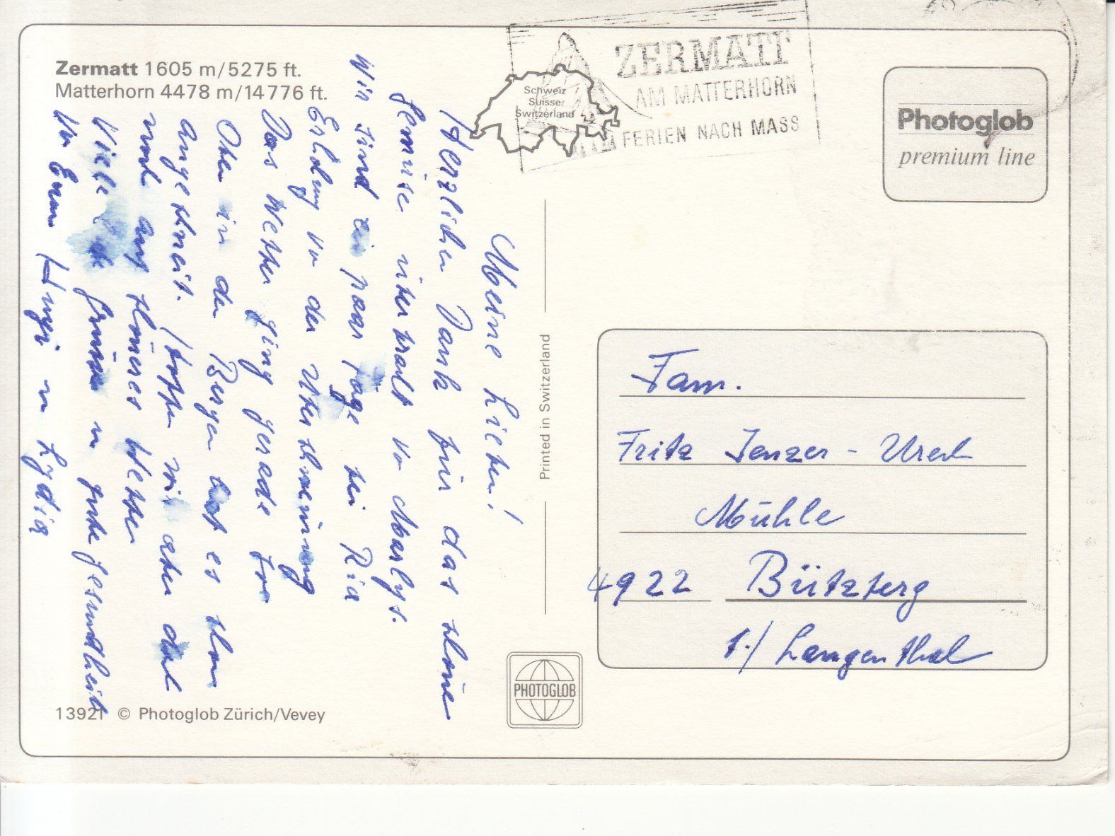 Cartoline postali: Zermatt ca. 1980 – Usato da Bürglen TG venduto da StampGraf 1