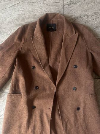 Maje Pink Camel Textured Wool Blend Coat 38
