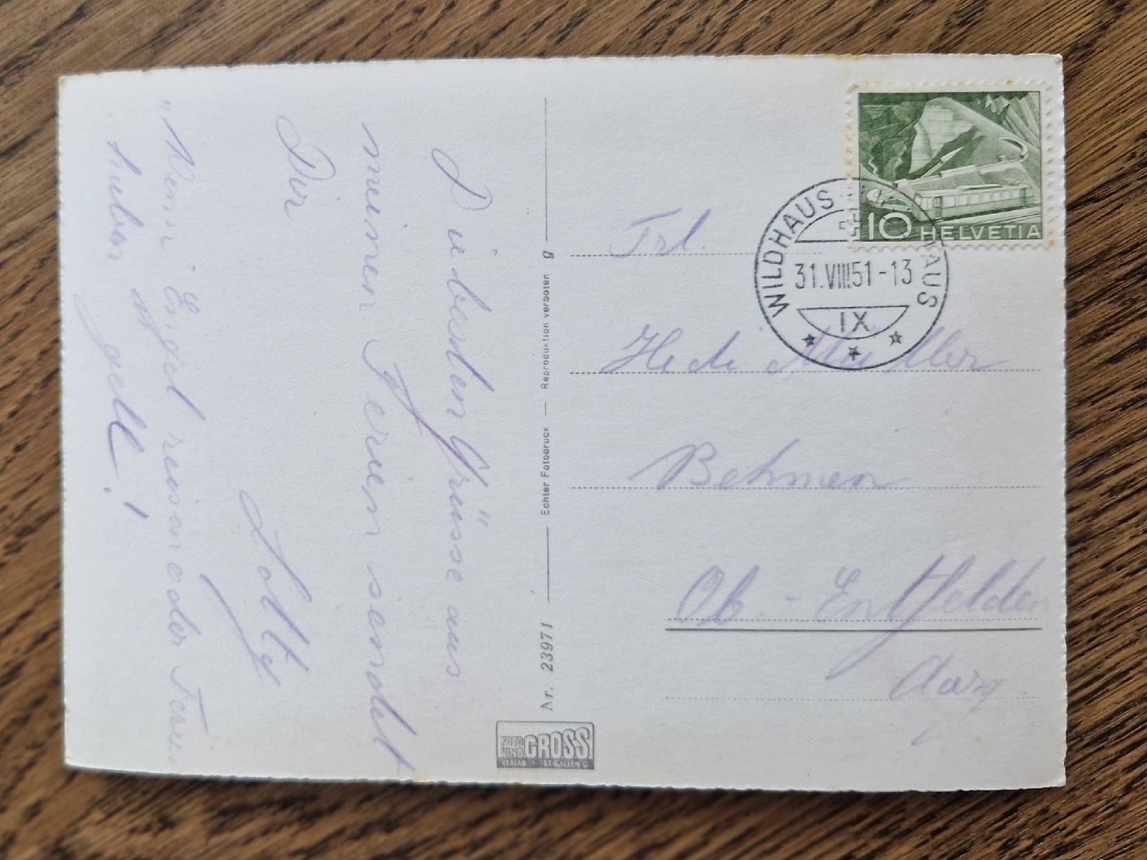 Cartoline postali: Wildhaus 1951 – Usato da Ebikon venduto da Donar50 1