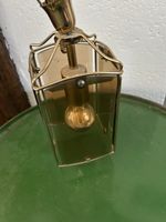 Lampe suspendue vintage laiton verre fumé 1 ampoule