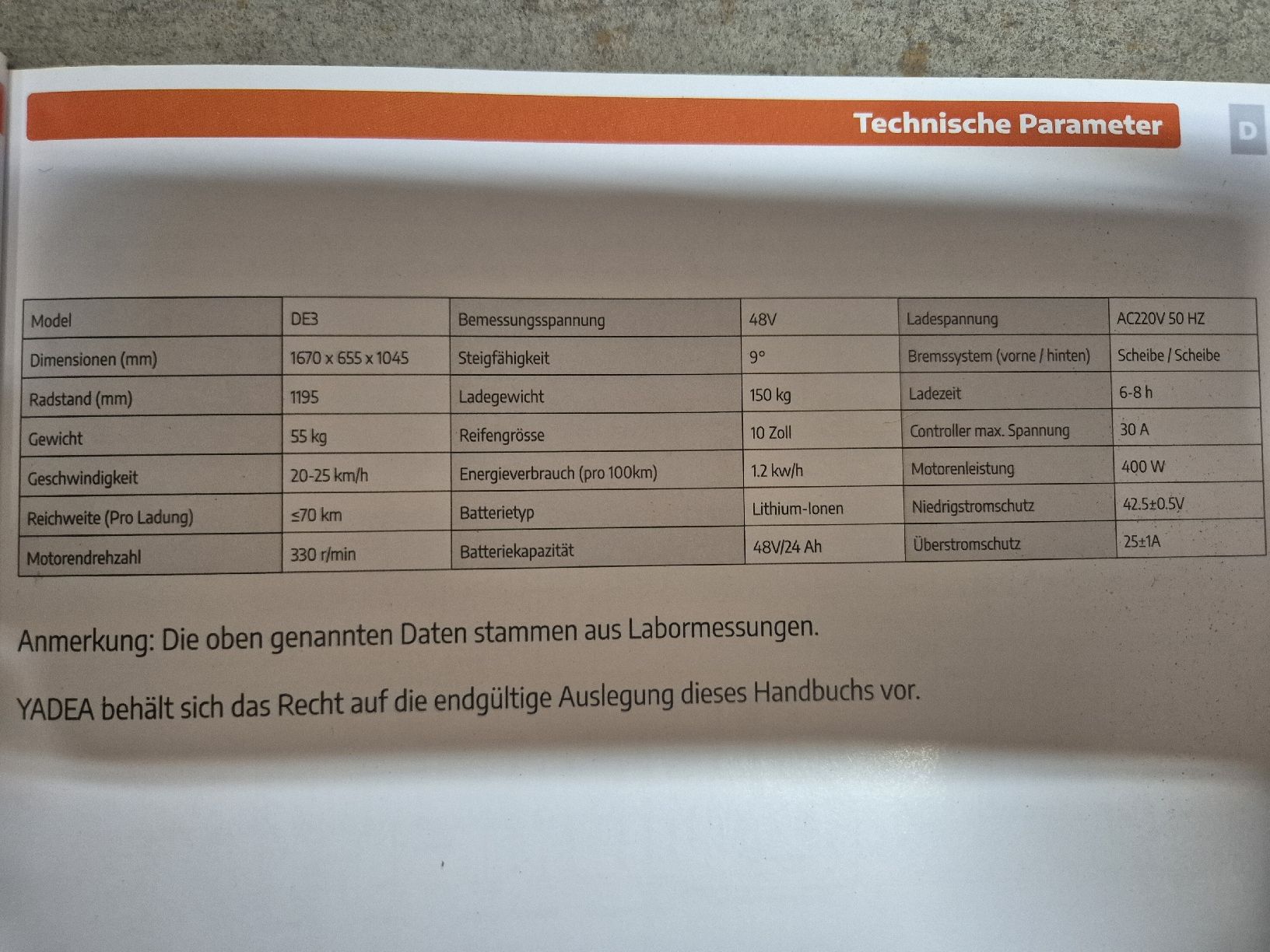 Elektromobile: Yadea DE3 – Neu (gemäss Beschreibung) aus Birsfelden von Kelly00 3