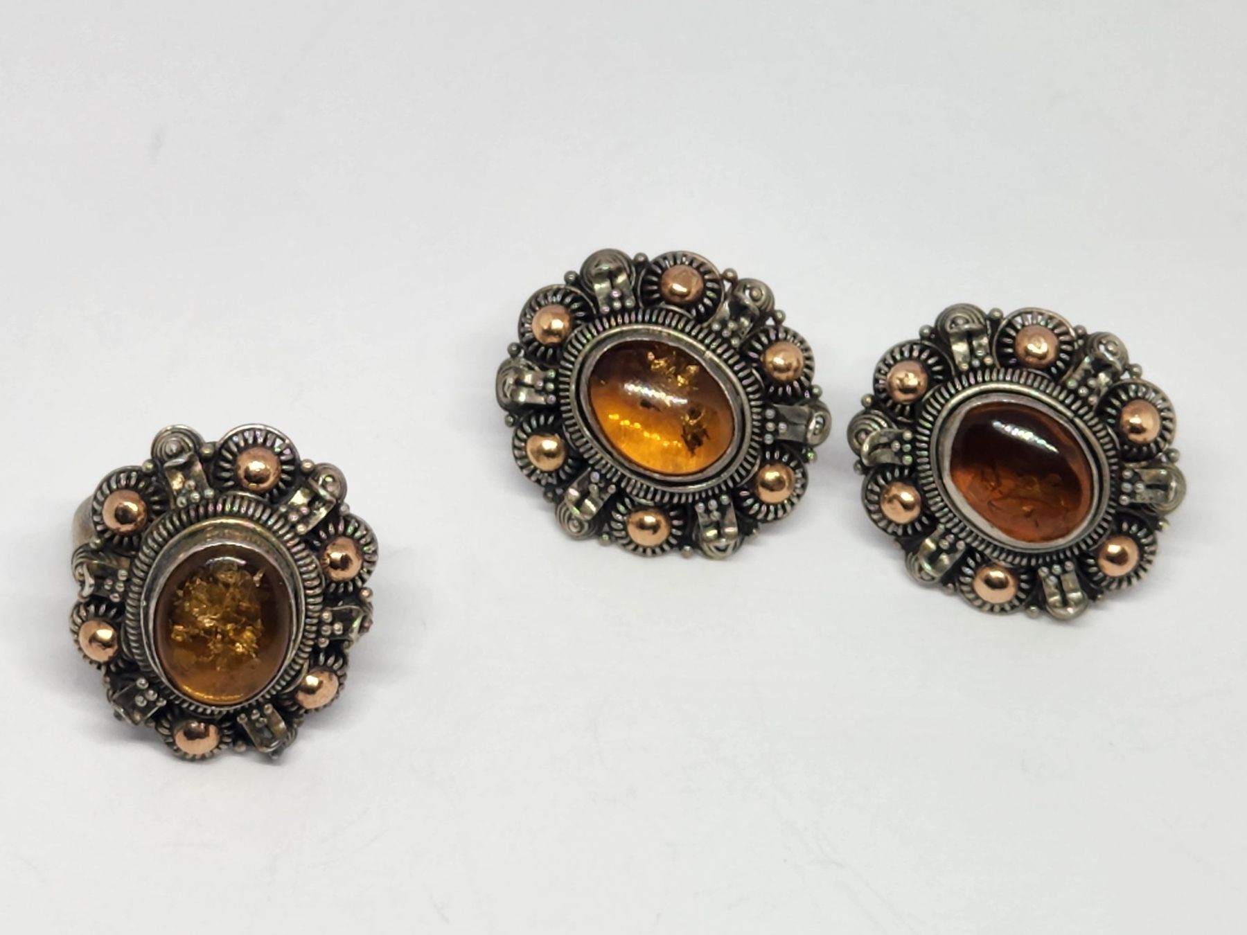 Sonstiger Schmuck: Schmuckset: Ring und Ohrstecker mit echten Bernstein – Gebraucht aus St. Gallen von GIULESGG 3