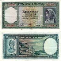 Griechenland 1000 Drachmai 1939 P-110a SS++-VZ