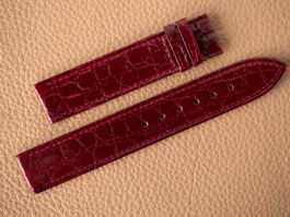 echt Krokodil-Leder NOS 16mm Weinrot Croco 16x16 Uhrenband