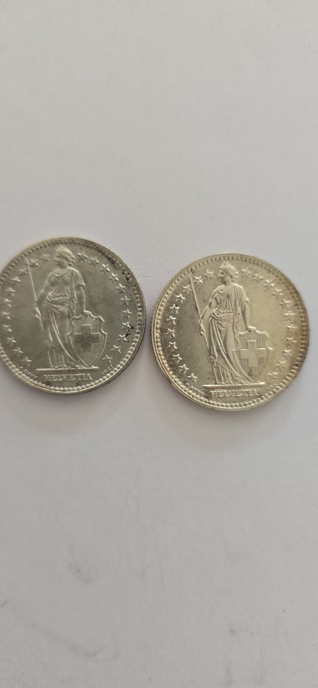 Alle Münzen: piece 2 x 2.- Fr 1943 - 1944 – Gebraucht aus Fribourg von yan_z5fr 1