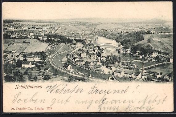 Cartoline postali: Schaffhausen, Gesamtansicht mit Umgebung – Usato da Berlin venduto da bartko-reher