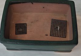 Rectangular Bonsai Pot Green Ceramic 
