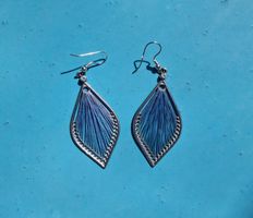 Blaue Ohrringe mit Silberrahmen, Sommer-Look, Top!