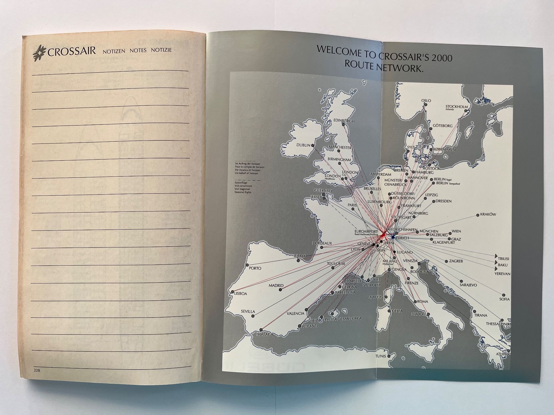 Crossair Documenti: Flugplan Timetable Crossair Winter 2000 / 2001 – Usato da Winterthur venduto da rotkur 5