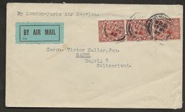 Flugpost 1923 Birmingham London Paris BS Vignette Luftpost