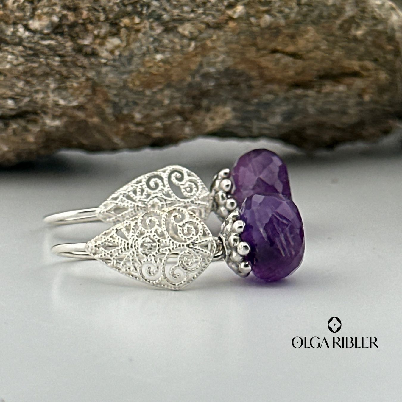 Olga Ribler Boucles d'oreille: Ohrringe mit Amethyste – 925 Silber – Neuf (Voir description) à Luzern par Schmuckoutlet