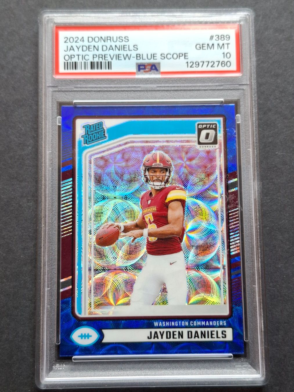 NFL Carte collezionabili: Jayden Daniels RC Optic Preview Blue Scope PSA 10 – Usato da Olten venduto da cweb