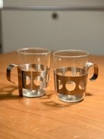 Vintage 80er WMF Teegläser - 2er Set - Edelstahl Halterung