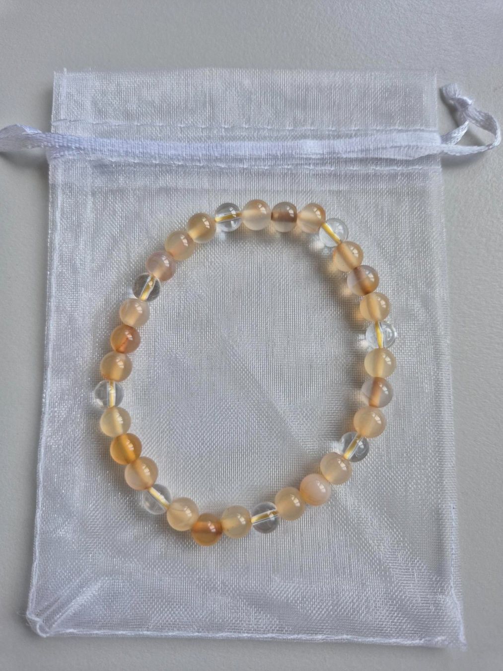 Bracciali & Braccialetti: Karneol / Bergkristall Armband 6mm – Nuovo e nell'imballaggio originale da Rüti ZH venduto da pep_l9zp