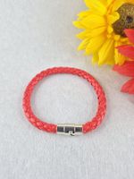 Armband aus geflochtenen Leder + Stahl Magnetverschluss
