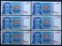 Belgrad 1994 - YU - 6x5'000 Dinar