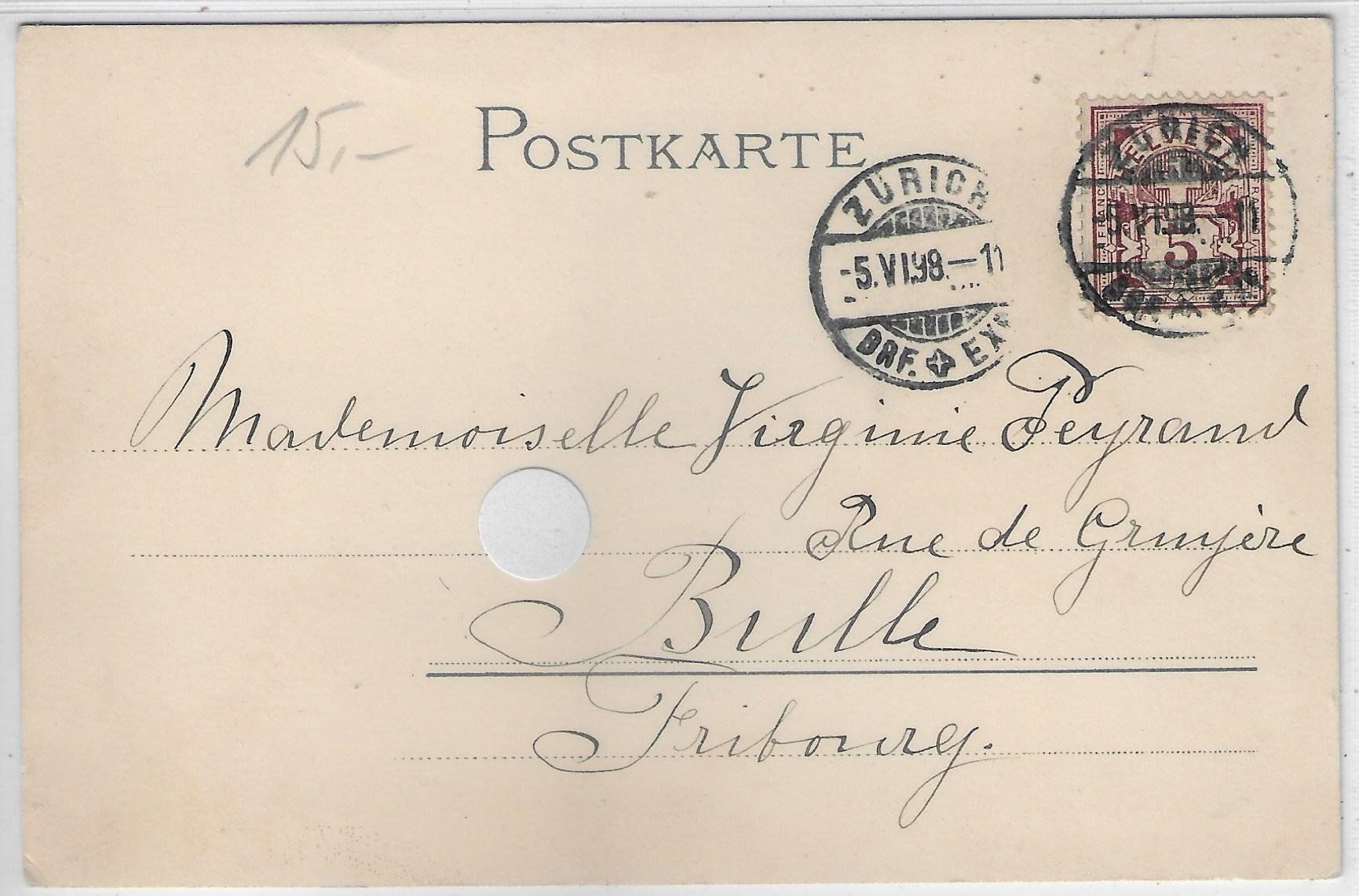 Cartoline postali: Kleines Mädchen mit Knabe - Litho 1898 – Usato da Ettingen venduto da Kartenplanet 1