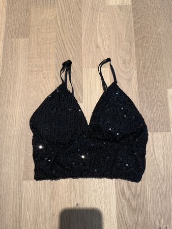 Black Sequin Crop Top size S - PARTY