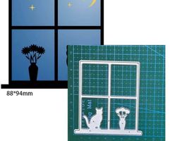 Neue Stanzschablone Fenster mit Büsi und Vase