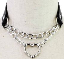 🖤 Rocker-Style: Kettenherz PU-Leder-Halsband! 🖤💫