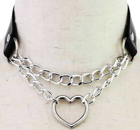 🖤 Rocker-Style: Kettenherz PU-Leder-Halsband! 🖤💫