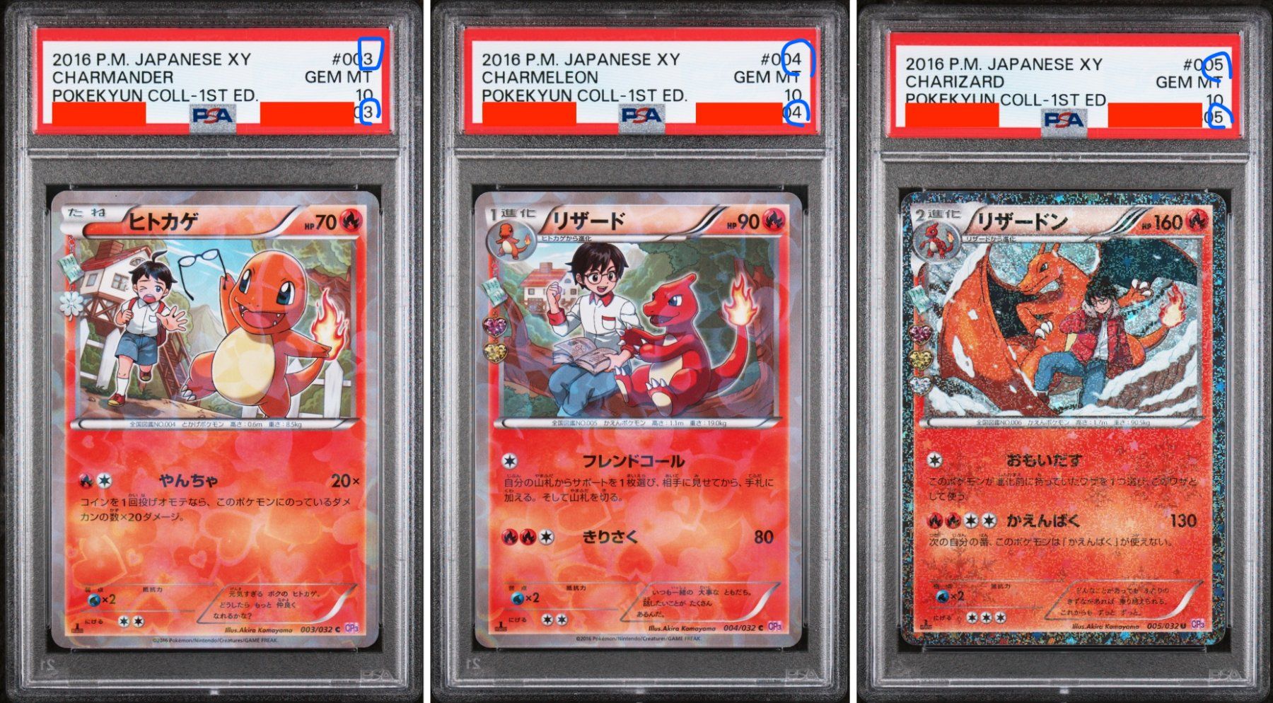 Pokémon Carte collezionabili: PSA 10 Seq Set Charmander Charmeleon Charizard Pokekyun 1.Ed – Usato da Schlieren venduto da RapidzuriTCG