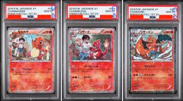 PSA 10 Seq Set Charmander Charmeleon Charizard Pokekyun 1.Ed
