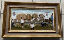 Ölgemälde naive Bauernmalerei "Vieh Handel!" Dorli Kläger
