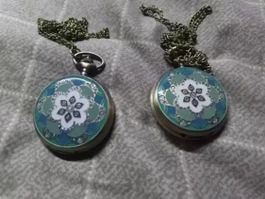 2x Taschenuhr Vintage-Stil Blumenmuster - Montre de poche