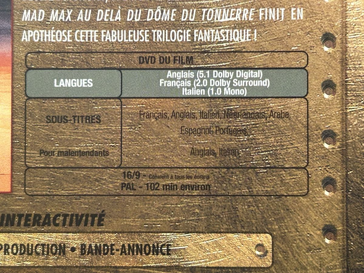 Tutti i DVDs: DVD coffret MAD Max L’intégrale 3 DVD – Usato da Genève venduto da NipponiaNippon 3