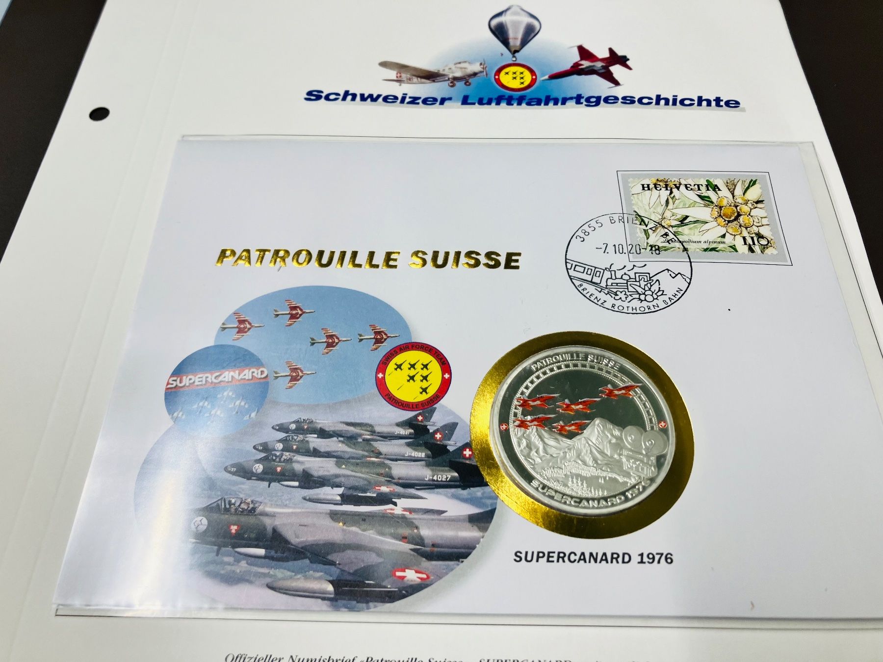 Medaglie: Patrouille Suisse  Numisbrief versilberte Medaille 1976 – Usato da Merenschwand venduto da Garfield2026 1