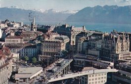 Lausanne - Ouchy  Le Grand pont et les Alpes de Savoie 1963