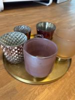 Dekoplatte gold mit Teelichter