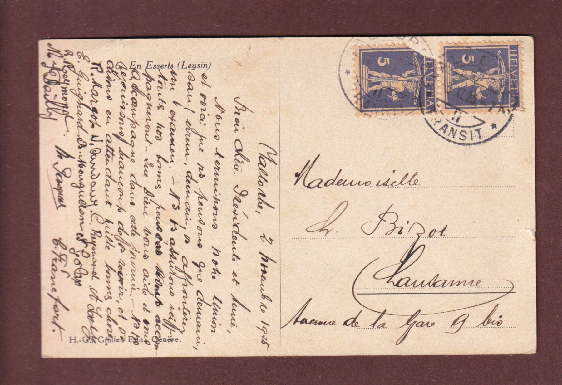 Cartoline postali: Leysin - EN ESSERTS - 1925 // pli d'angle – Usato da Pully venduto da nicecards-shop 1
