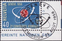 1958, Nr.338 (Atomkonferenz) mit ET-Vollstempel und Tab