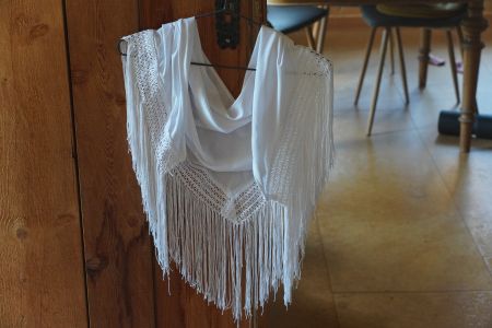 Flamenco Schulter- / Hüfttuch weiss, 1m Länge an obere Kante