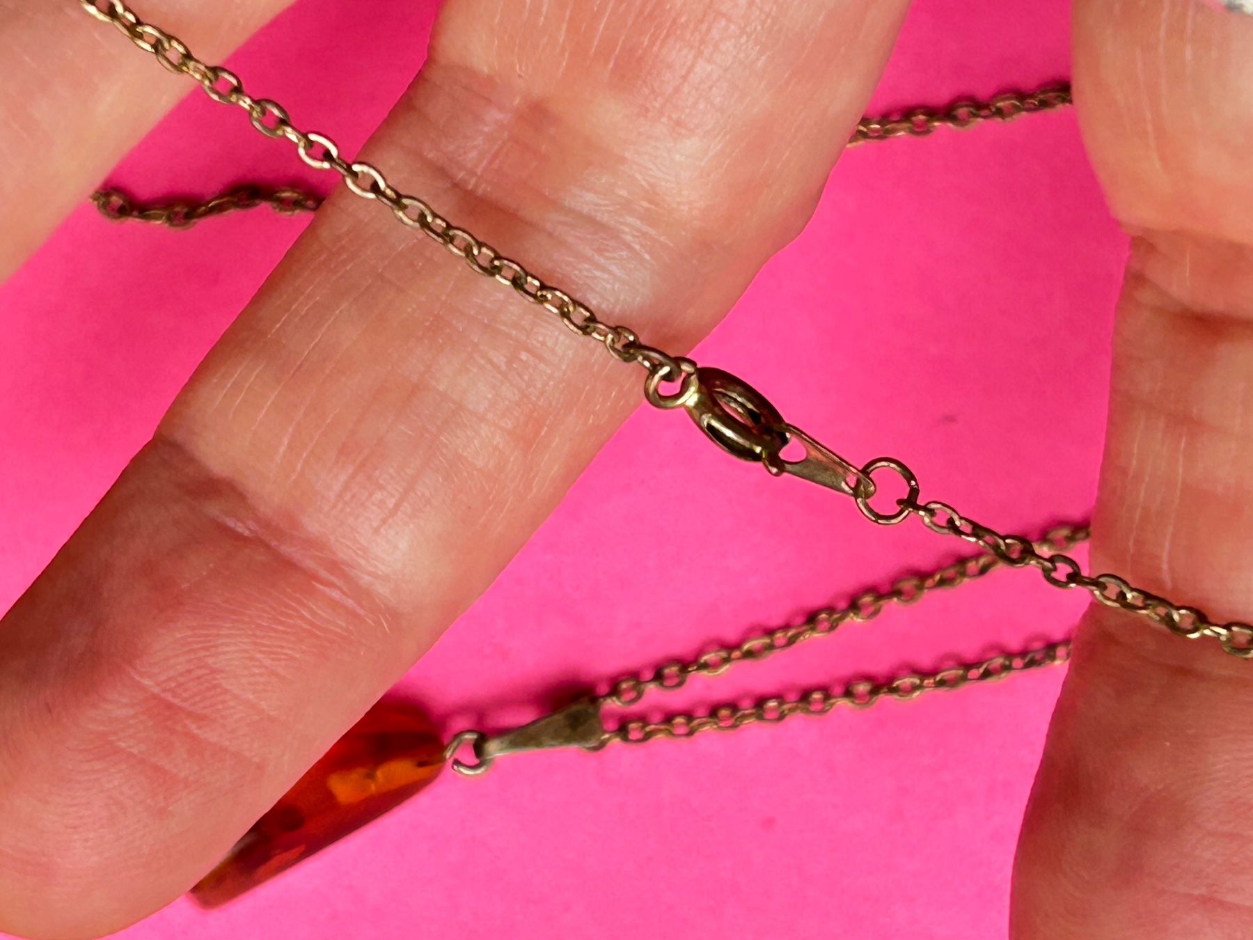 Catenine: Schicke Kette mit Bernstein, Vintage, Cognac Farbe – Usato da Basel venduto da bellespirit 6