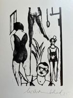 Varietéprobe, Holzschnitt 1925 Christian Schad handsigniert
