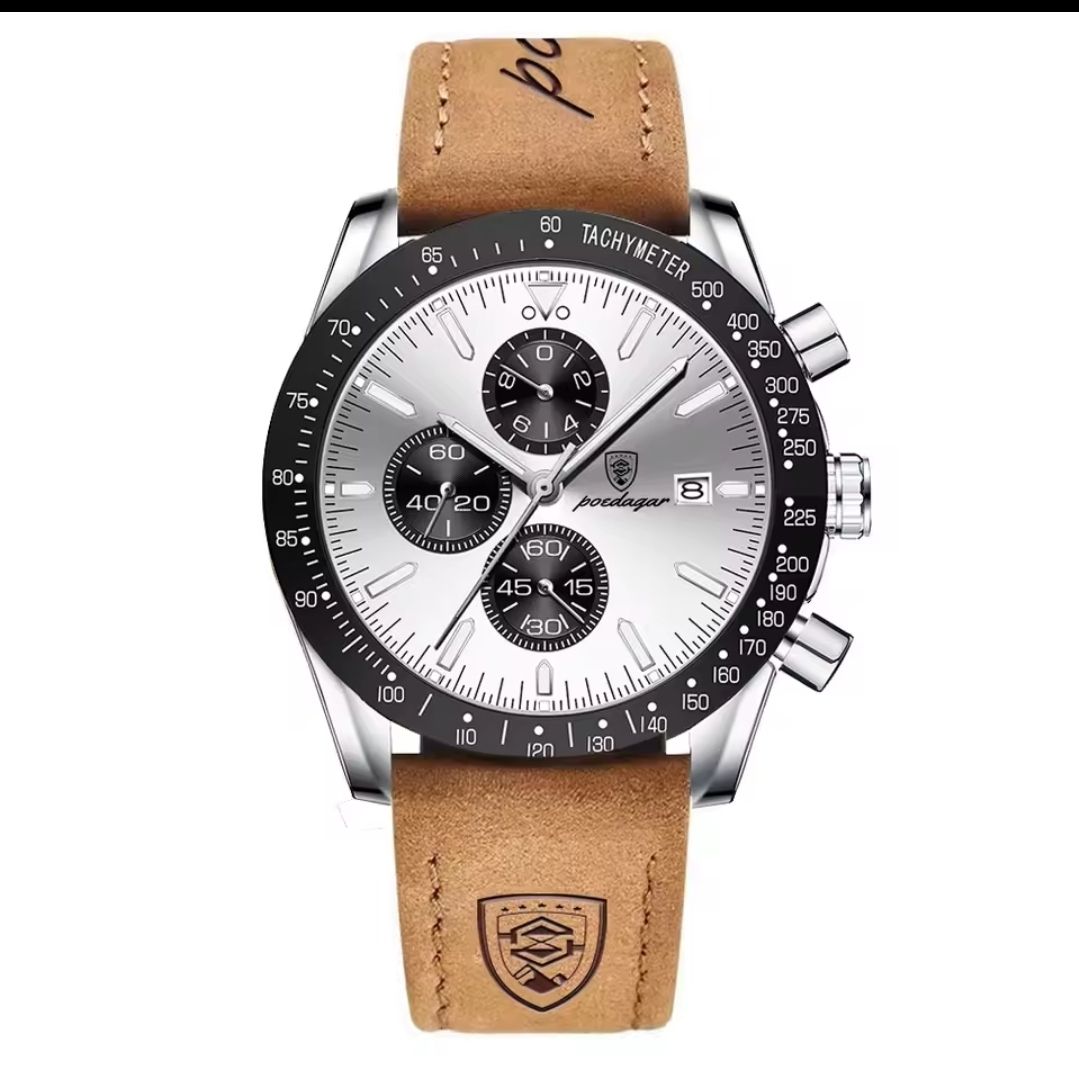 Uhren: Poedagar Herrenuhr Chronograph Lederarmband – Neu und originalverpackt aus Münchenbuchsee von Salezm