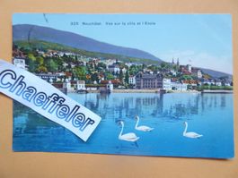 1919 Neuchatel. Vue sur la ville et l'Evole
