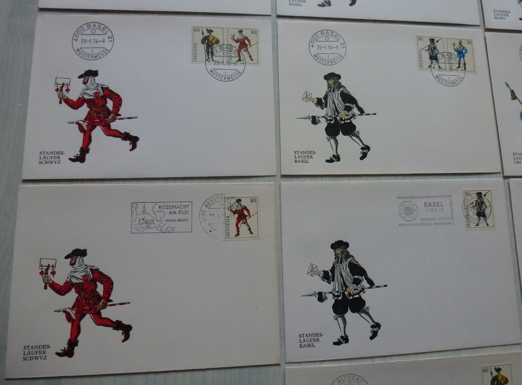 Alle Briefmarken: 30 Briefe mit verschiedenen Varianten Internaba 1974 Basel – Gebraucht aus Walkringen von Casablanca777 9
