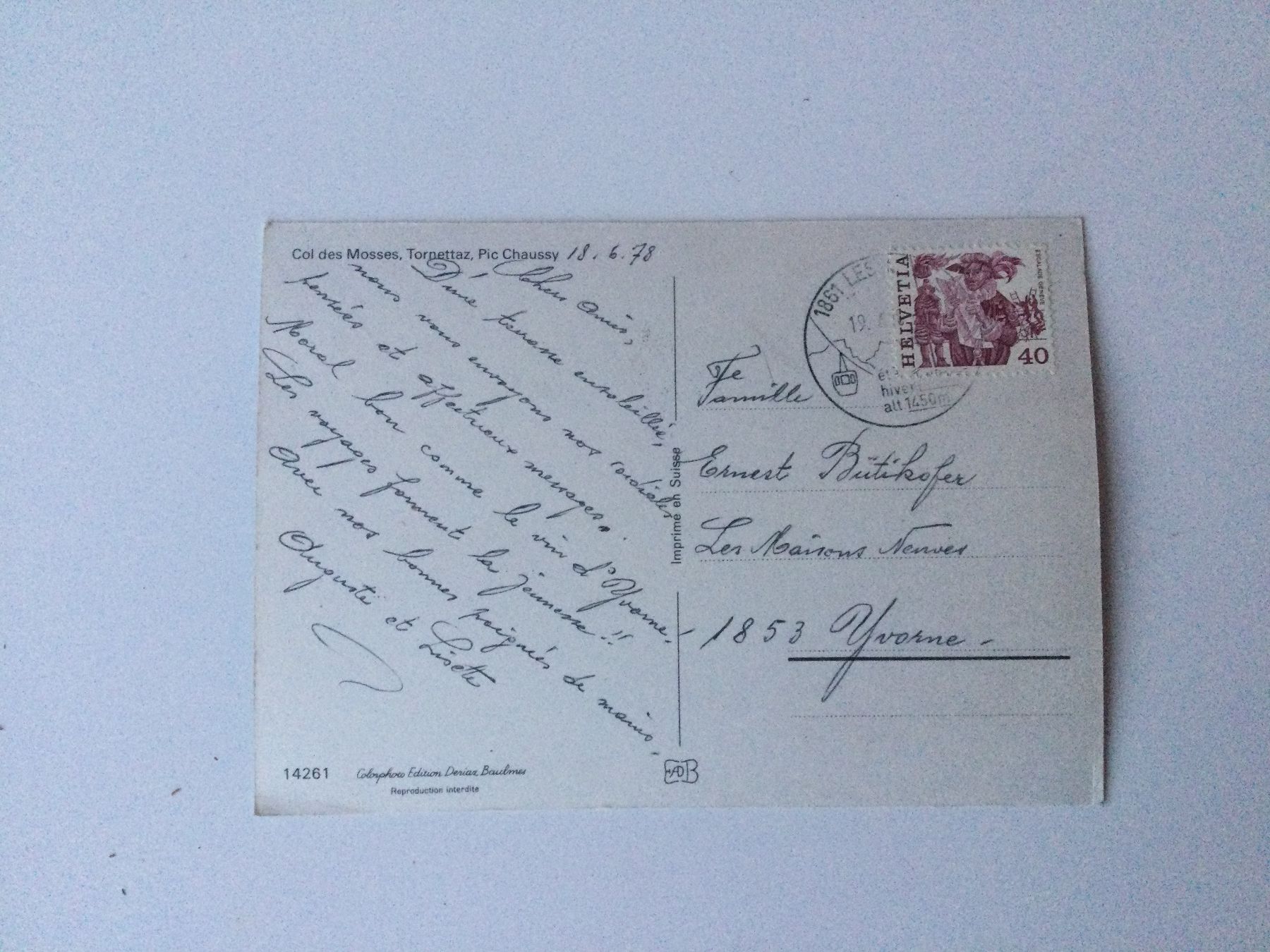 Ansichtskarten: Carte postale Les Mosses – Gebraucht aus Yvorne von herjoy 1