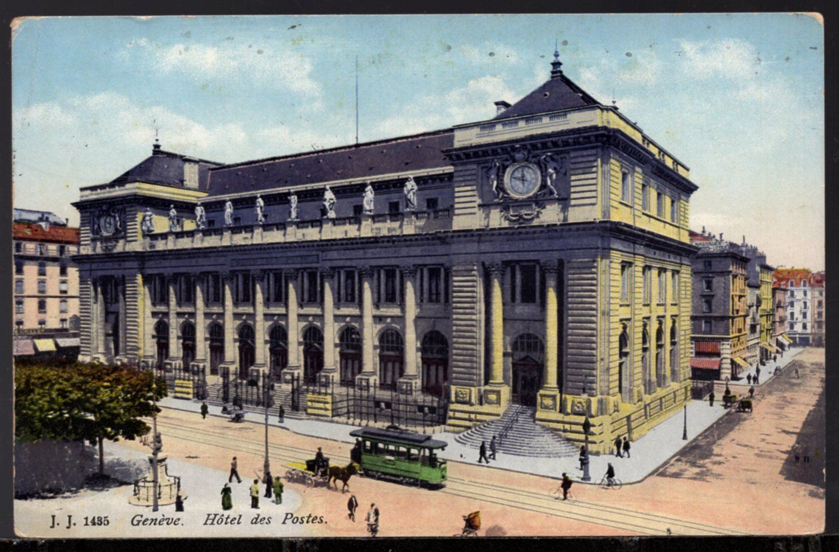 Ansichtskarten: Geneve, Hotel des Postes, Strassenbahn 1916 – Gebraucht aus Aarau von kufi44